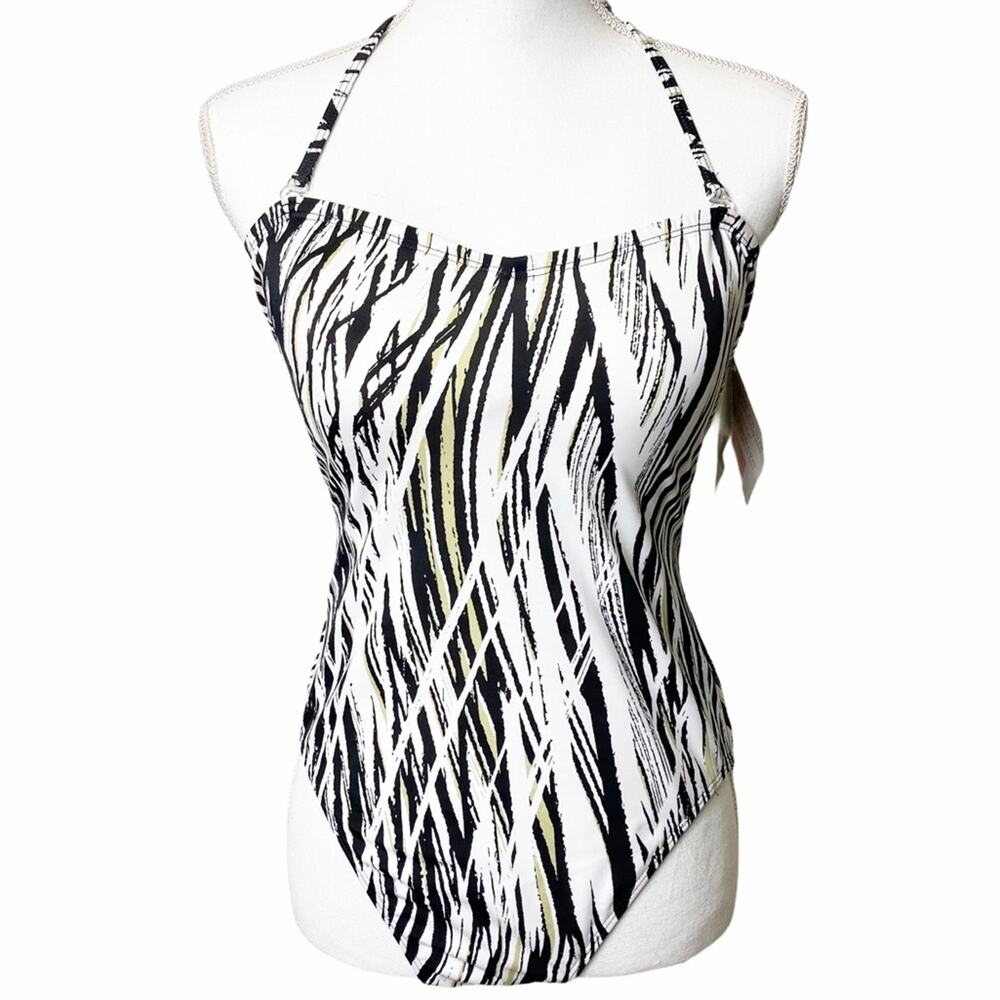 Shape FX Black Print One Piece Swimsuit SIZE 12 BRAND NEW WITH TAGS